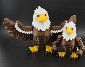 Mighty Eagle 3D Printed Desk Toy, Natural or Red White Blue Colors
