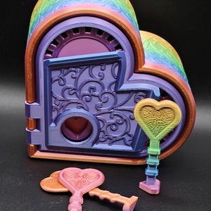 3D-geprinte hartvormige slotdoos voor tandwielen / Twee maten beschikbaar / Gepersonaliseerde cadeau / Kies je eigen kleur / Hartvormige geschenkdoos