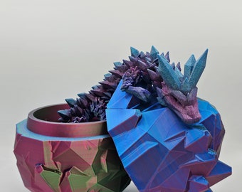 3D Printed Dragon Egg with Crystal Dragon, Custom Color Choice