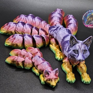 Kitsune and Kitsune pup / 3d Print / 5 Tail Fox / Flexi Sensory Fox / Articulated Kitsune