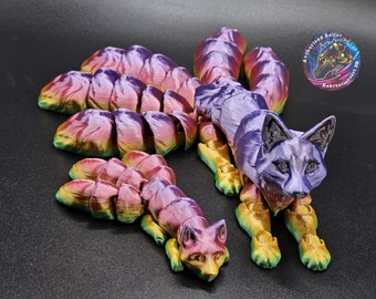 Kitsune et chiot kitsune / Impression 3D / Renard à 5 queues / Renard sensoriel flexible / Kitsune articulé