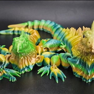 3D Printed Iguana: Adult & Baby, Sensory Figurine, Custom Color Choice