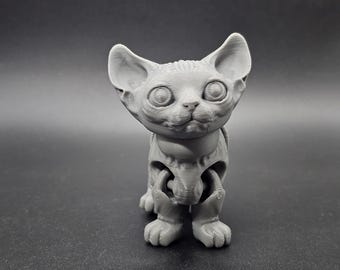 Articulated Sphynx Cat, 3D Printed Kitten Figurine, Personalize