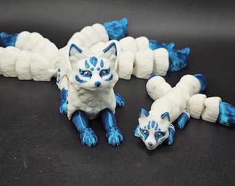 3D Print Articulated Kitsune Fox & Pup - Flexi Sensory Fidget  / Custom Colors Available
