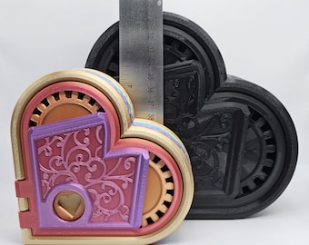 3d Printed Gear Heart Lock Box /  Two Sizes Available /  Personalized Gift / Choose Your Own Color / Heart Gift Box / Wedding Keepsake Box