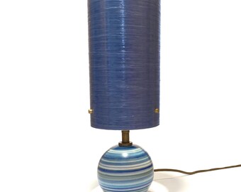 Jersey Pottery Hand-Painted Table Lamp with OPTIONAL Blue Spun Fibreglass Lampshade