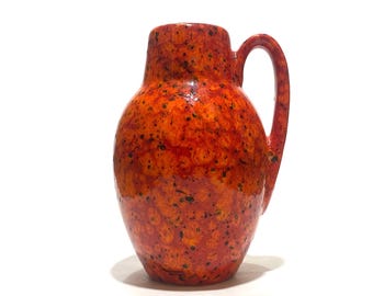 Scheurich Keramik 414-16 Vase in Orange Fat Lava Glaze, 1970 West German Pottery