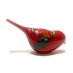 Poole Pottery Pecking Vogel Ornament in Mohnfeld Glasur - Vintage englische Keramikfigur