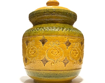 Bitossi Arabesque Large Lidded Jar By Aldo Londi- 1960s Italian Pottery