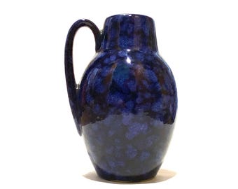 Scheurich Keramik 414-16 Vase in Navy Blue/Purple Glaze, 1970 West German Pottery