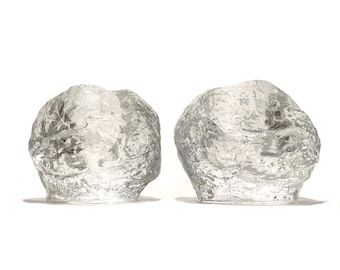 Pair Of Kosta Boda Snowball Tealight Holders, designed by Ann Wolff, 1973- Swedish Glass