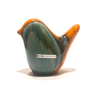 Otto Keramik Orange Peru Glazed Ceramic Bird: Fat Lava Era West German Pottery