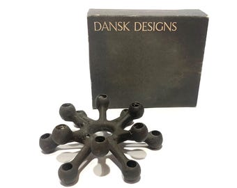 1960s Dansk Design 'Spider' Candleholder- Danish Mid-Century Modern Cast Iron Candlestick Holder