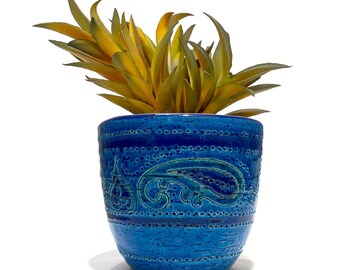Bitossi Rimini Blue Liberty Planter by Aldo Londi- Mid-Century Modern Italian Pottery
