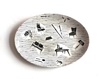 Ridgway Potteries Homemaker Oval Platter (30cm x 22cm), Mid-Century Modern Tableware Plate