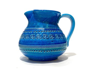 Flavia Montelupo Bitossi Jug/Vase in Rimini Blu Glaze, Aldo Londi Italian Pottery