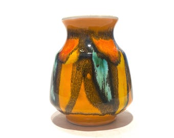 Poole Pottery Orange Delphis Vase, Shape 31 by Janet Laird- One Flaw (Read Description)