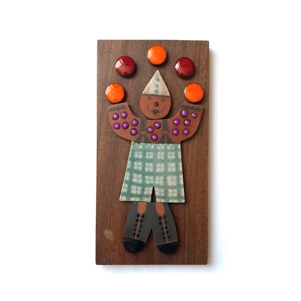 Mid-Century Hornsea Pottery Muramic Juggling Clown Wall Plaque- 1970's Design Art Pottery Wall Tile Artwork by John Clappison