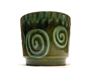 Scheurich Keramik 806-12 Planter in Green Swirl Glaze- 1970s West German Pottery