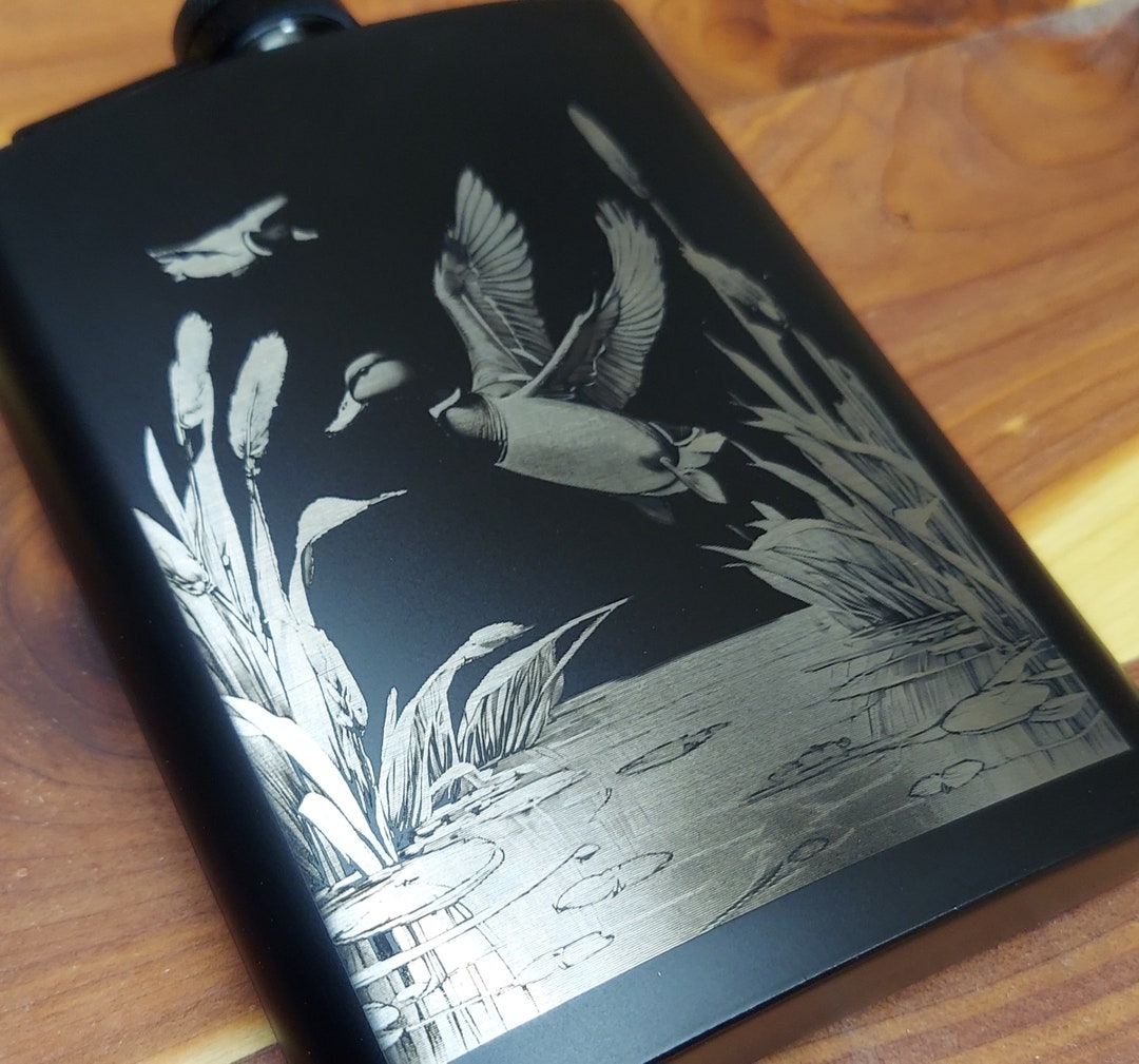 Laser Engraved Tribal Bird Flask main image 0