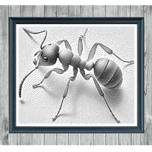Ant - Little Giant - Digital Cross Stitch Pattern - Instant Download Monochrome Embroidery Pattern