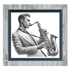 Jazz Monocromático - Patrón de Punto de Cruz Monocromático Atemporal - Diseño en Blanco y Negro - PDF Digital - Descarga Instantánea