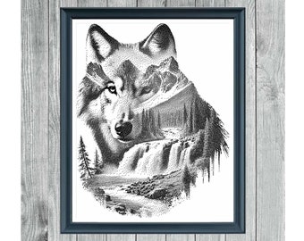 Wildlife 2 - Elegant Monochrome Cross Stitch Download - DIY Crafting