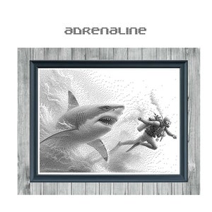 'Adrenalin' - Monochromes Kreuzstichmuster - Digitales PDF Muster - Sofort Download