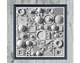 Geometry 2 - Monochrome Cross Stitch Design - Digital PDF Instant Download
