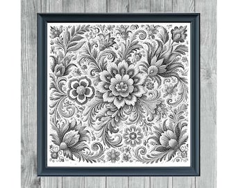 Regional Pattern 1 - Monochrome Cross Stitch Pattern - Digital PDF File