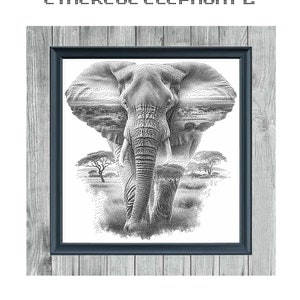 Ethereal Elephant 2 - Monokrom korsstygn PDF - Exklusivt digitalt mönster