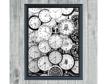 Timepieces - Monochrome Cross Stitch Pattern - Digital PDF - Instant Download - Pattern Keeper App Compatible