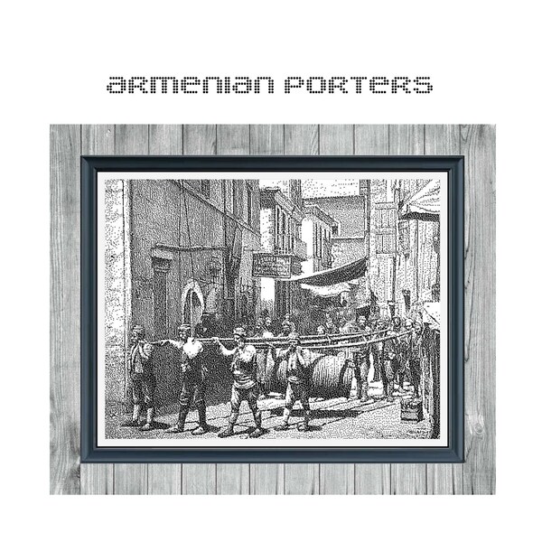 Armenian Porters - Black and White Cross Stitch Design - PDF - Pattern Keeper App Compatible