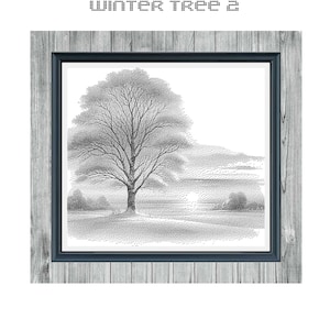 Árbol de invierno 2 - Punto de cruz monocromático - PDF - Aplicación Pattern Keeper - Descarga instantánea