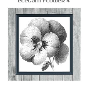 Elegante Blume 4 - Monochromer Kreuzstich - Digitales PDF Muster - Sofortiger Download - Pattern keeper App