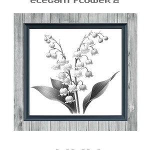 Elegante bloem 2 - klaar voor patroon, zwart-wit kruissteek - digitale pdf - instant