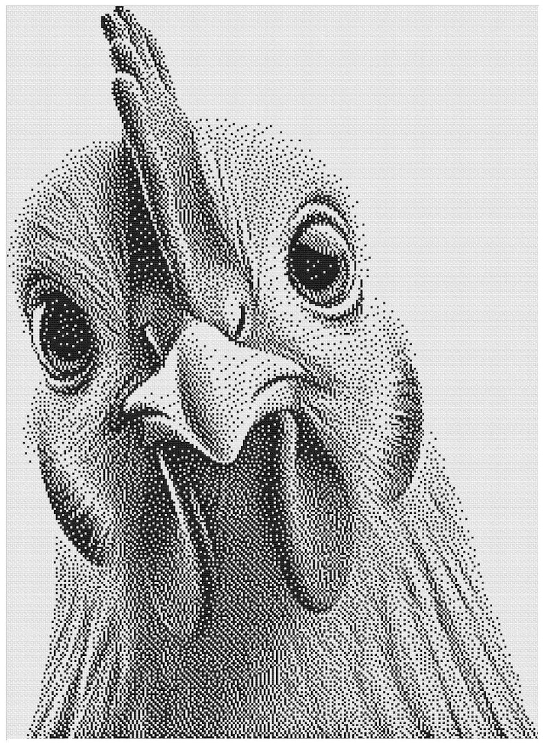 Magic Eye Chicken Pattern Eyes Full of Questions - Monochrome Cross Stitch Pattern - Adorable ...