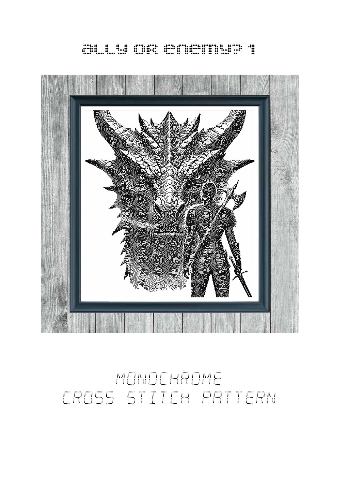Ally Color Patterns Ally or Enemy 1 - Cross Stitch Pattern - One Color Stitched Design ...