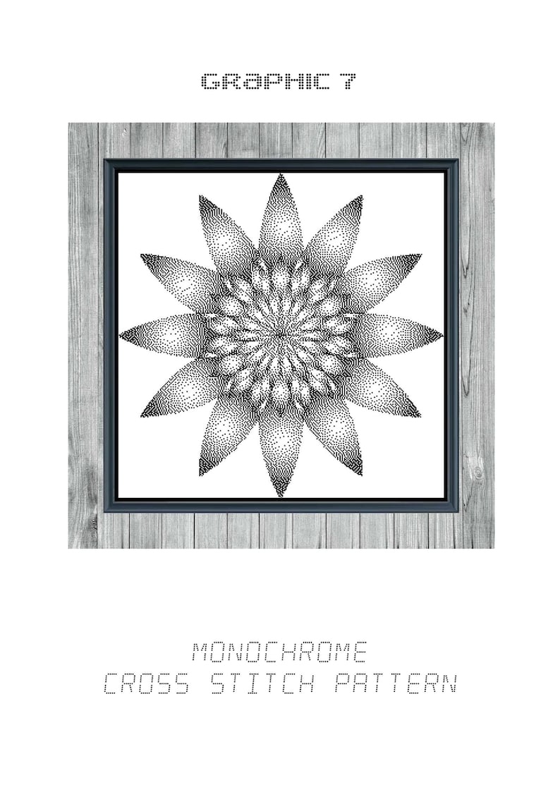Graphic 7 Monochrome Cross Stitch PDF Pattern Keeper App Instant