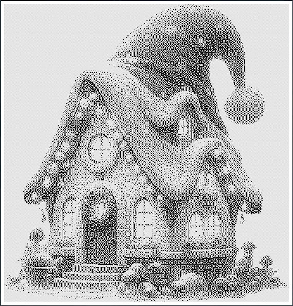 トップス blank knit -cardigan- Gnome House 2 - Pattern Keeper-ready Monochrome Cross Stitch