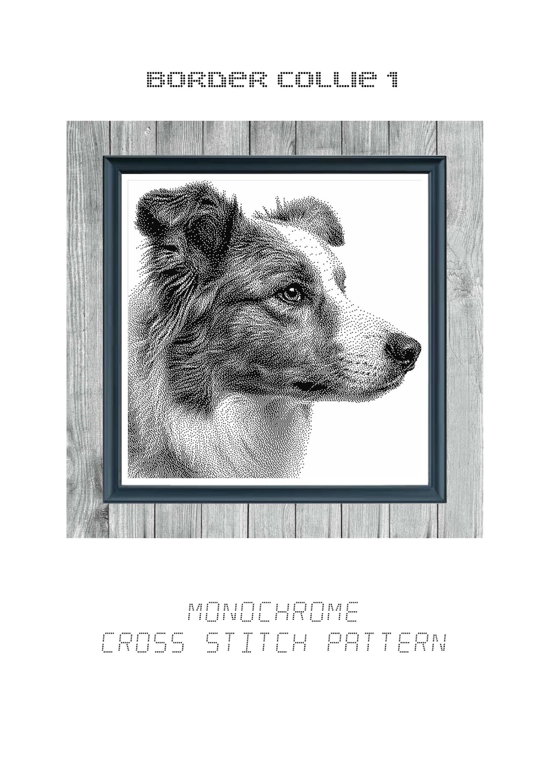 Border Collie 1 - Monochrome Cross Stitch Pattern - Dog Embroidery ...