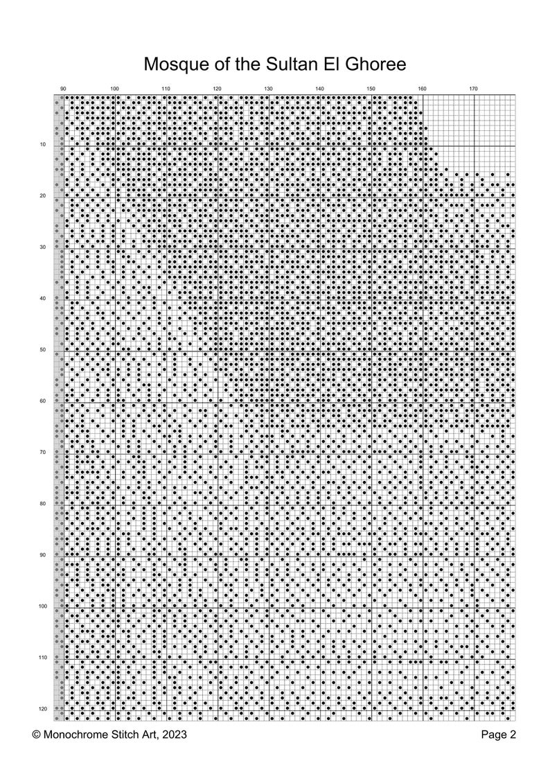 Mosque of the Sultan El Ghoree - Digital Monochrome Cross Stitch Design ...