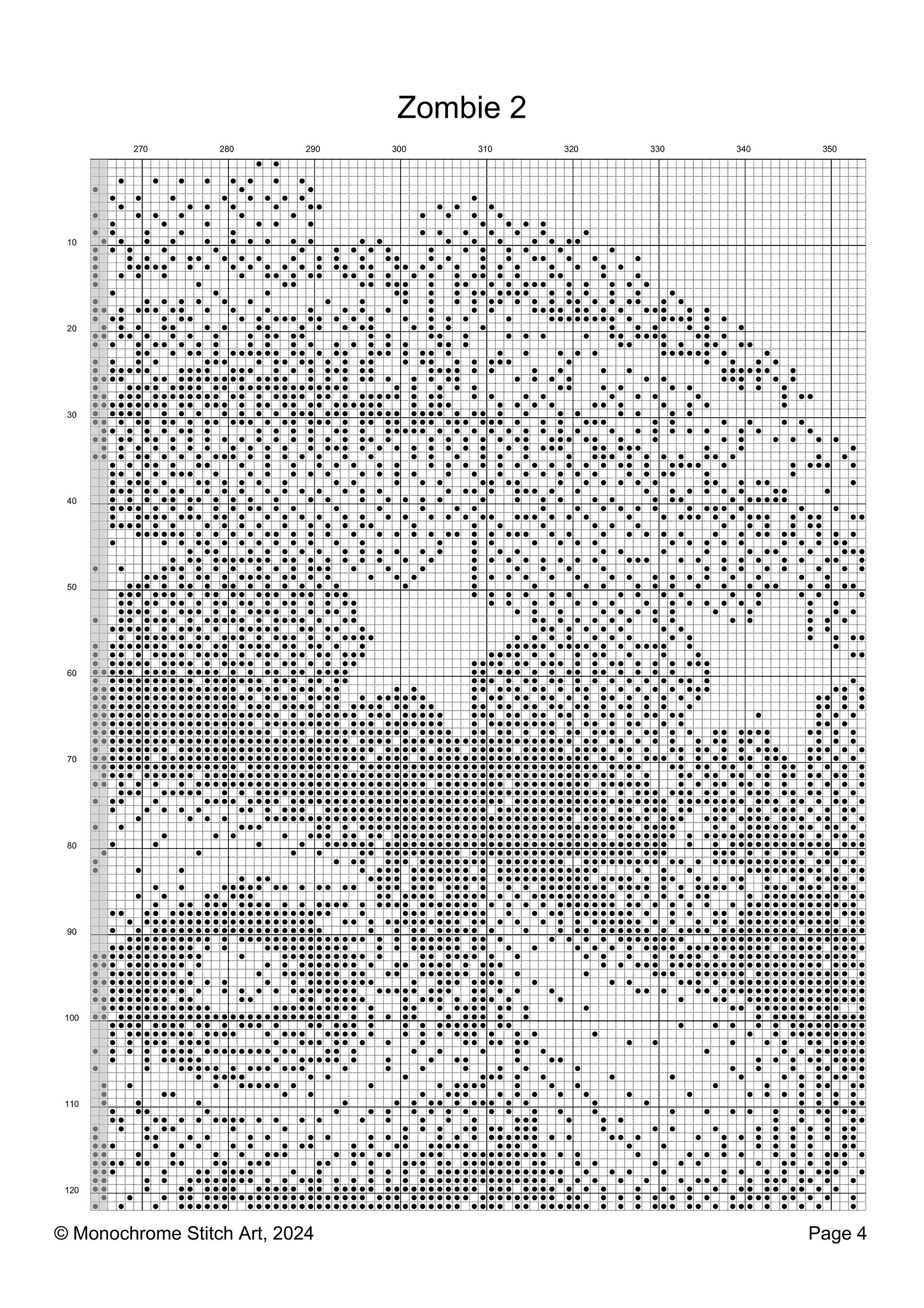 Zombie Pattern Stitch Zombie 2 - Monochrome Cross Stitch Pattern - Easy PDF for Pattern ...