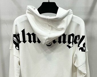 Palm Angels hoodie, white pullover hoodie, oversize hoodie