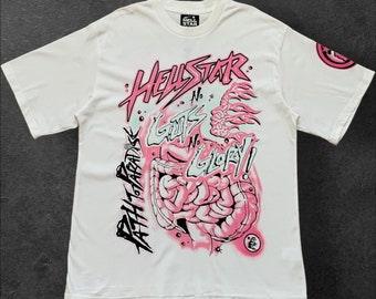 Hellstar white tshirt, oversize tee shirt