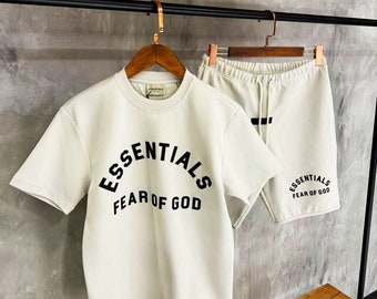 Conjunto Miedo a Dios, chándal Essentials, camiseta de algodón, pantalón corto de algodón, conjunto de diseñador, chándal de algodón, conjunto de verano, regalo para él