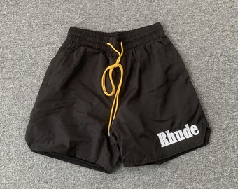 Rhude shorts, geborduurd logo op de voorkant, strandshorts voor heren, zomershorts voor hem
