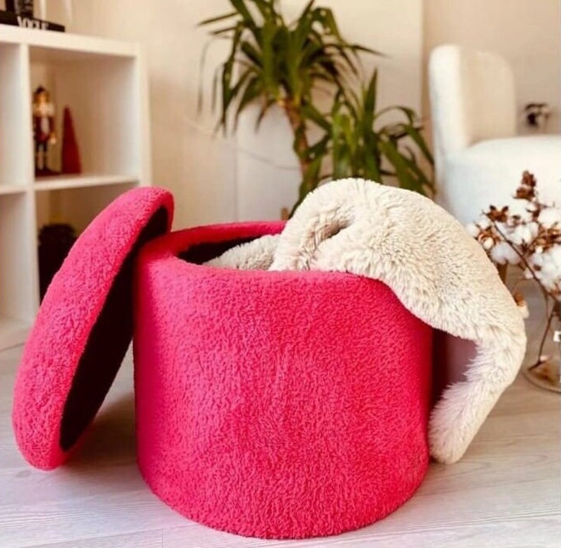 Ottoman Chair Pouf Vanity Chair Stool Footrest Bench for Bedroom Chair for Living Room Teddy Storage Accent Stool Boucle Pouf Round Pouf image 4