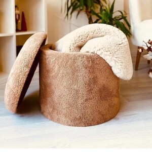 Ottoman Chair Pouf Vanity Chair Stool Footrest Bench for Bedroom Chair for Living Room Teddy Storage Accent Stool Boucle Pouf Round Pouf image 6