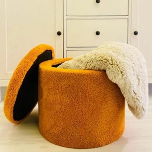 Ottoman Chair Pouf Vanity Chair Stool Footrest Bench for Bedroom Chair for Living Room Teddy Storage Accent Stool Boucle Pouf Round Pouf image 8